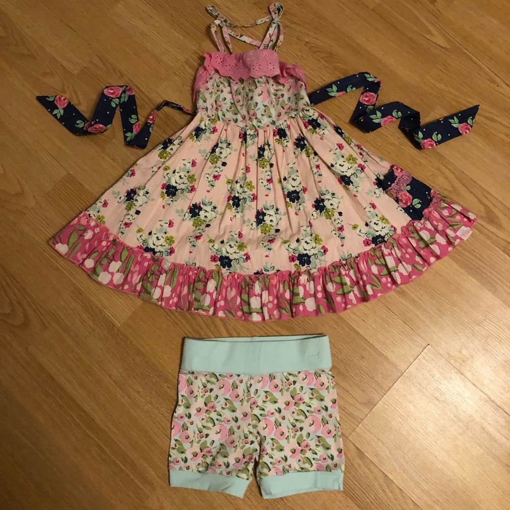 “Sweet Honey” dress with matching shorties size 3T